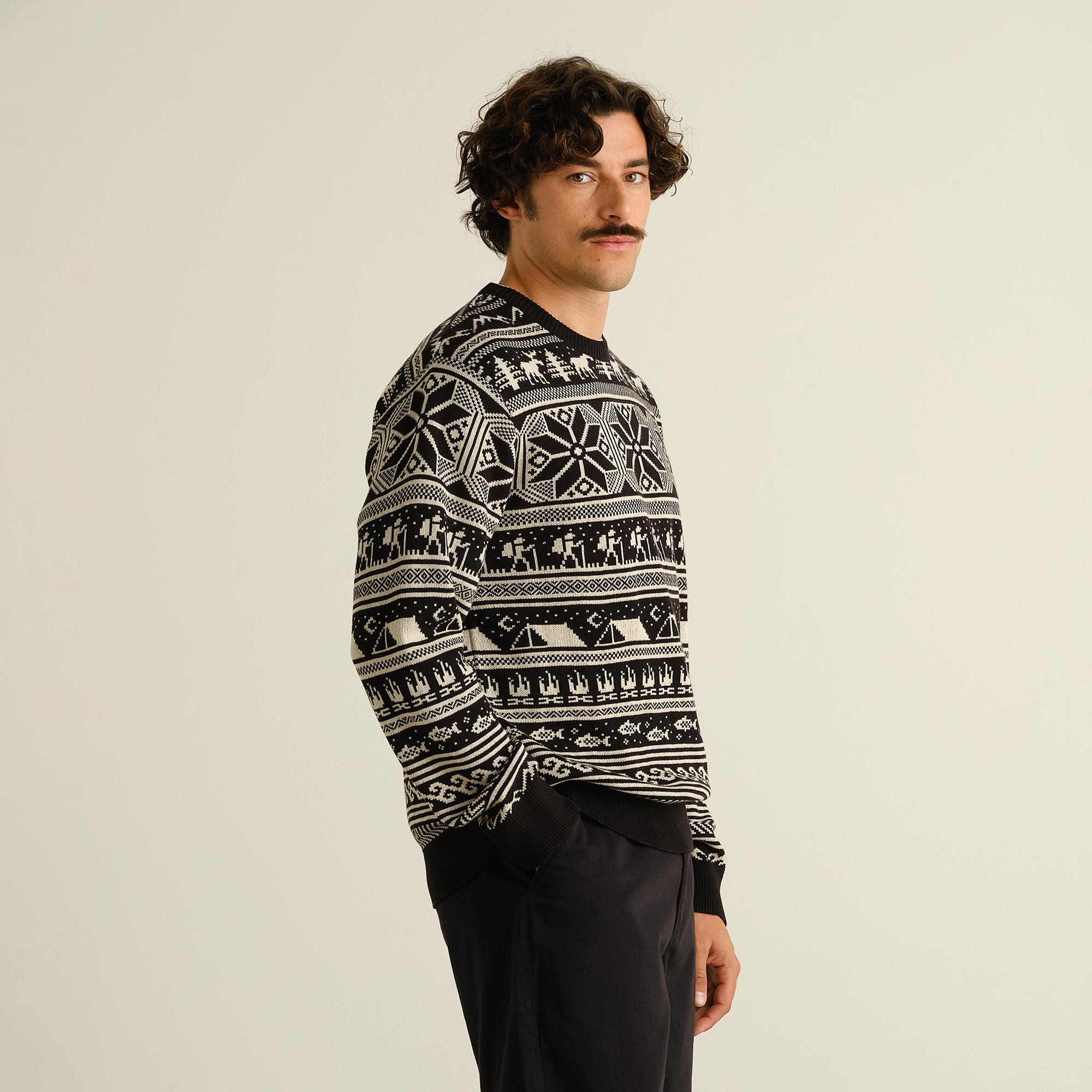 Dedicated Mora Fairisle Hike Black Herren Strickpullover schwarz ecru